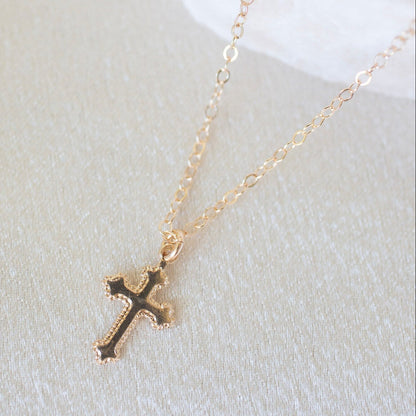 Gold Mini Cross Necklace