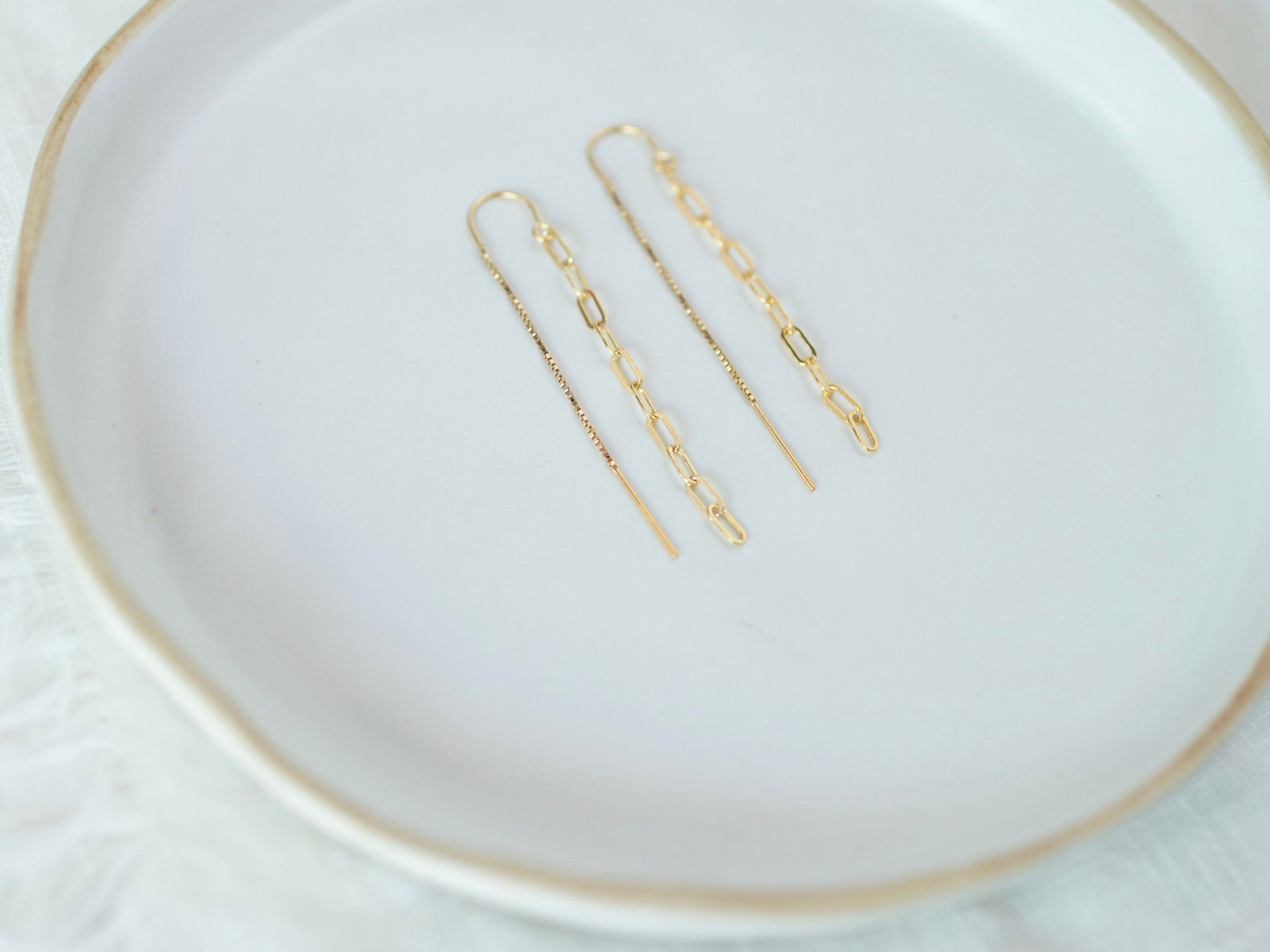 Gold Paperclip Threader Earrings