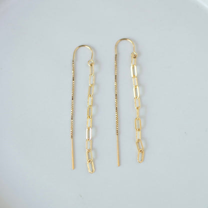 Gold Paperclip Threader Earrings