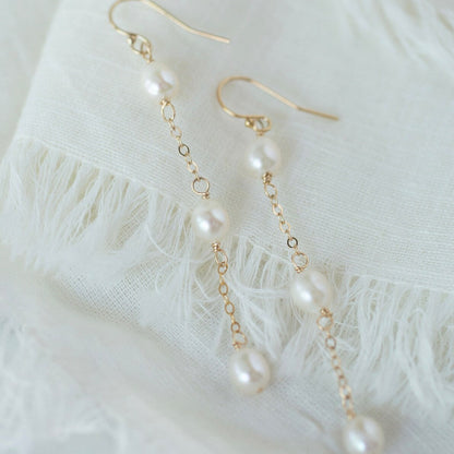 Gold Pearl Drop Earrings