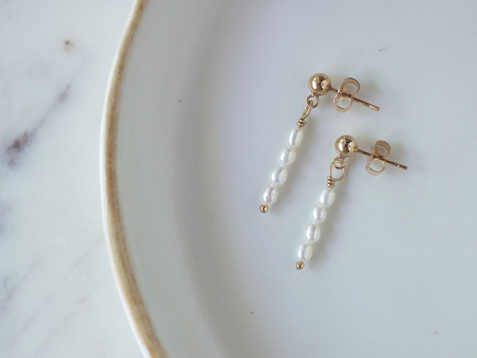 Gold Pearl Stud Earrings