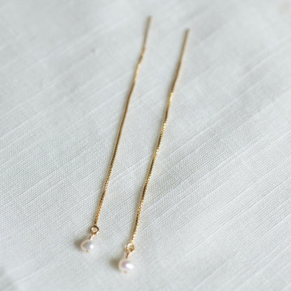 Gold Pearl Threader Earrings For Women