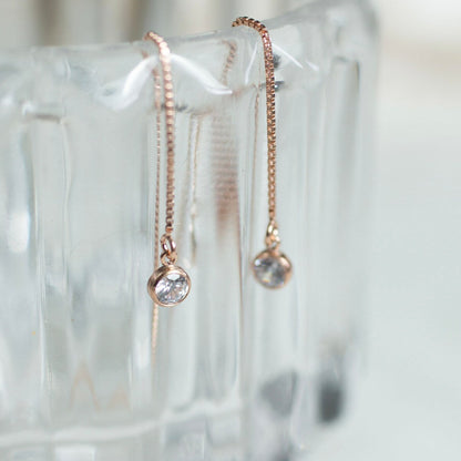 Rose Gold Sparkle Threader Earrings