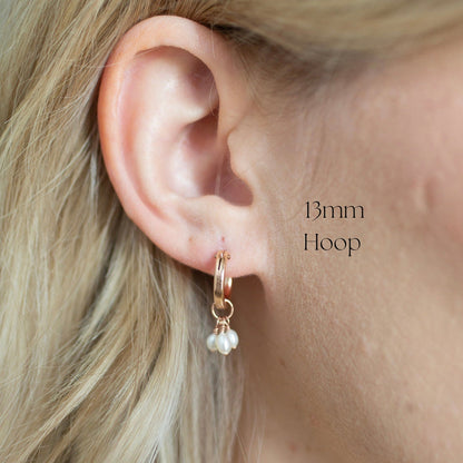 Rose Gold Trinity Pearl Hoops