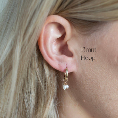 Gold Trinity Pearl Hoops
