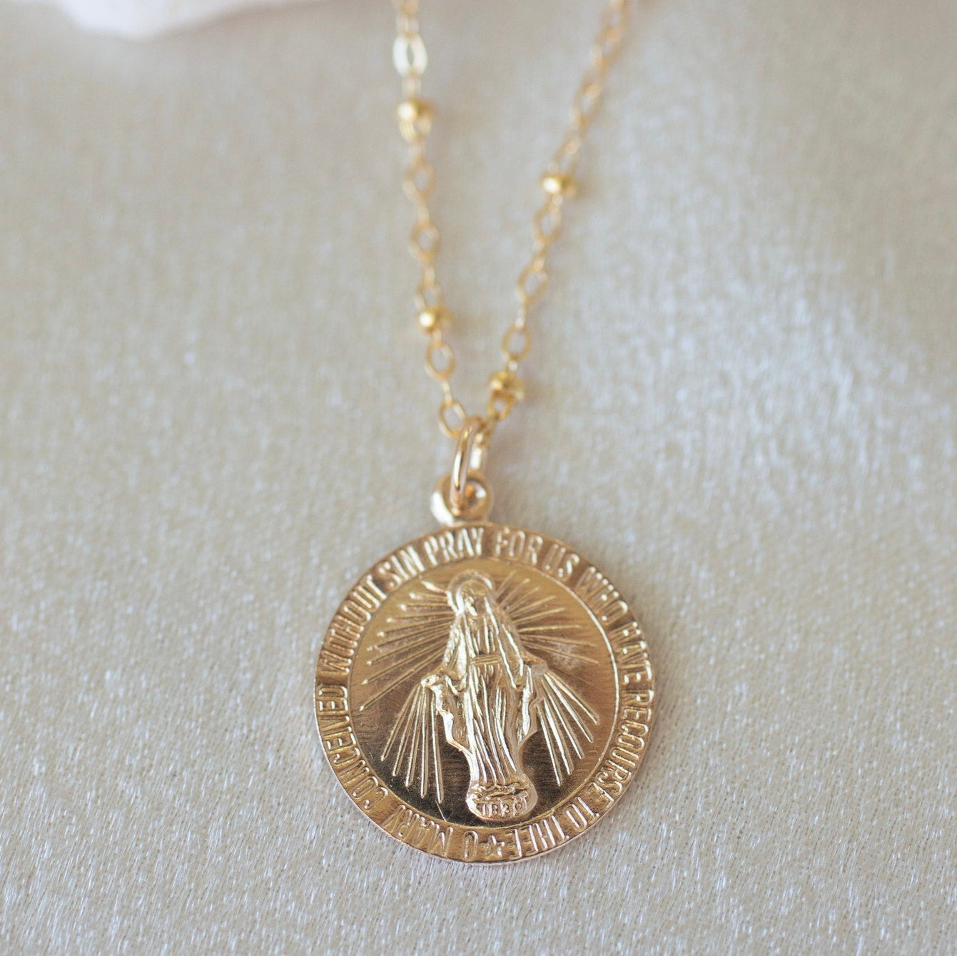 Gold Round Mary Necklace