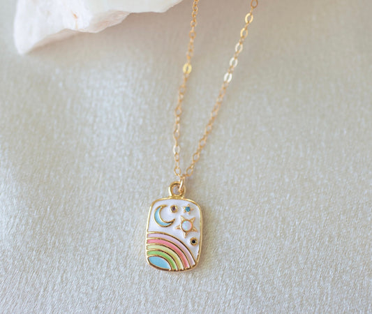 Over the Rainbow Necklace With Gold