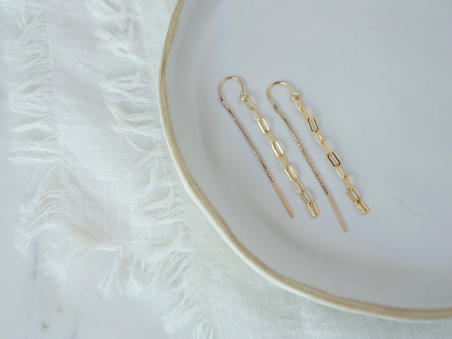 Gold Paperclip Threader Earrings