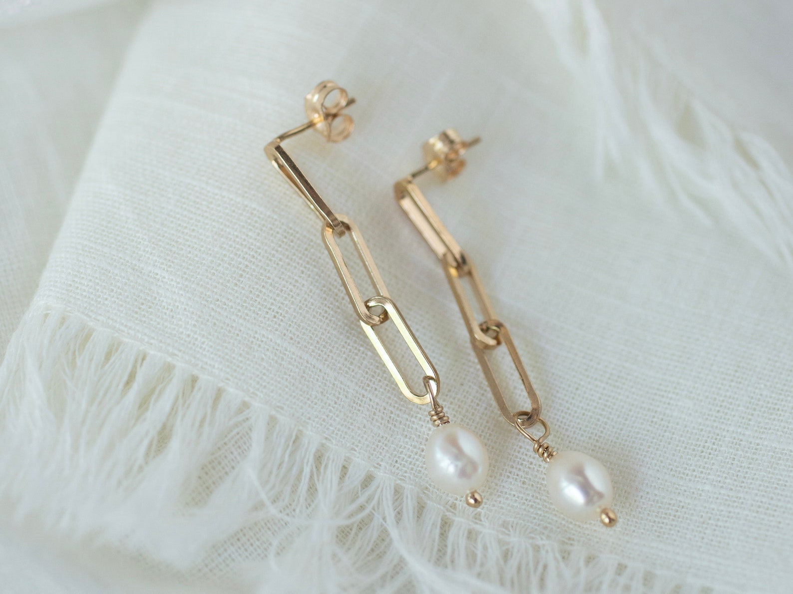Paperclip Pearl Earrings
