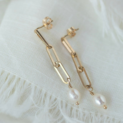 Paperclip Pearl Earrings
