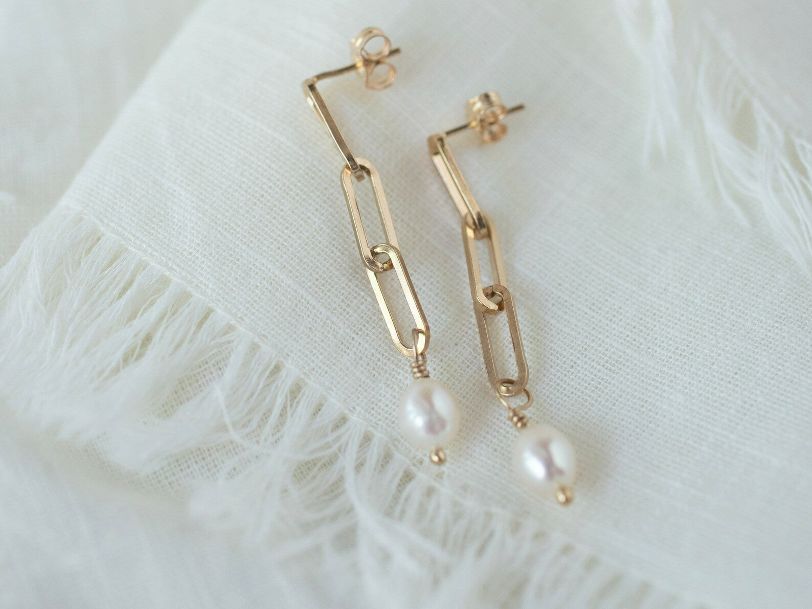 Paperclip Pearl Earrings