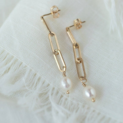 Paperclip Pearl Earrings