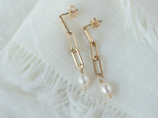 Paperclip Pearl Earrings