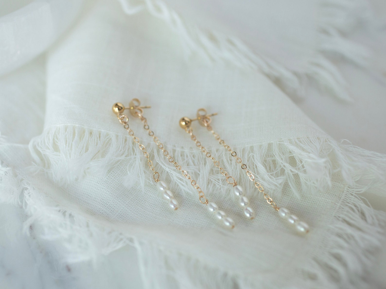 Pearl Dangle Stud Earrings