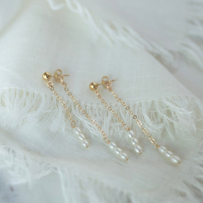 Pearl Dangle Stud Earrings