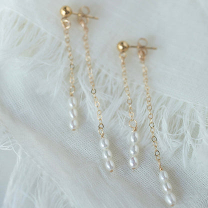 Pearl Dangle Stud Earrings