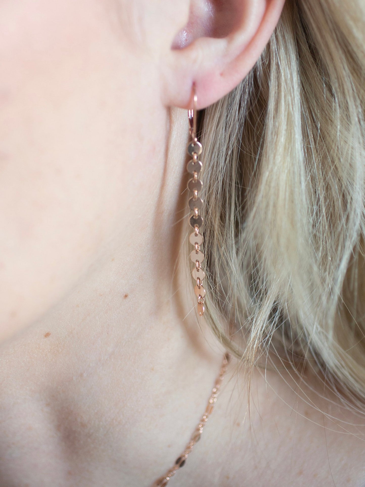 Rose Gold Poppy Leverback Earrings