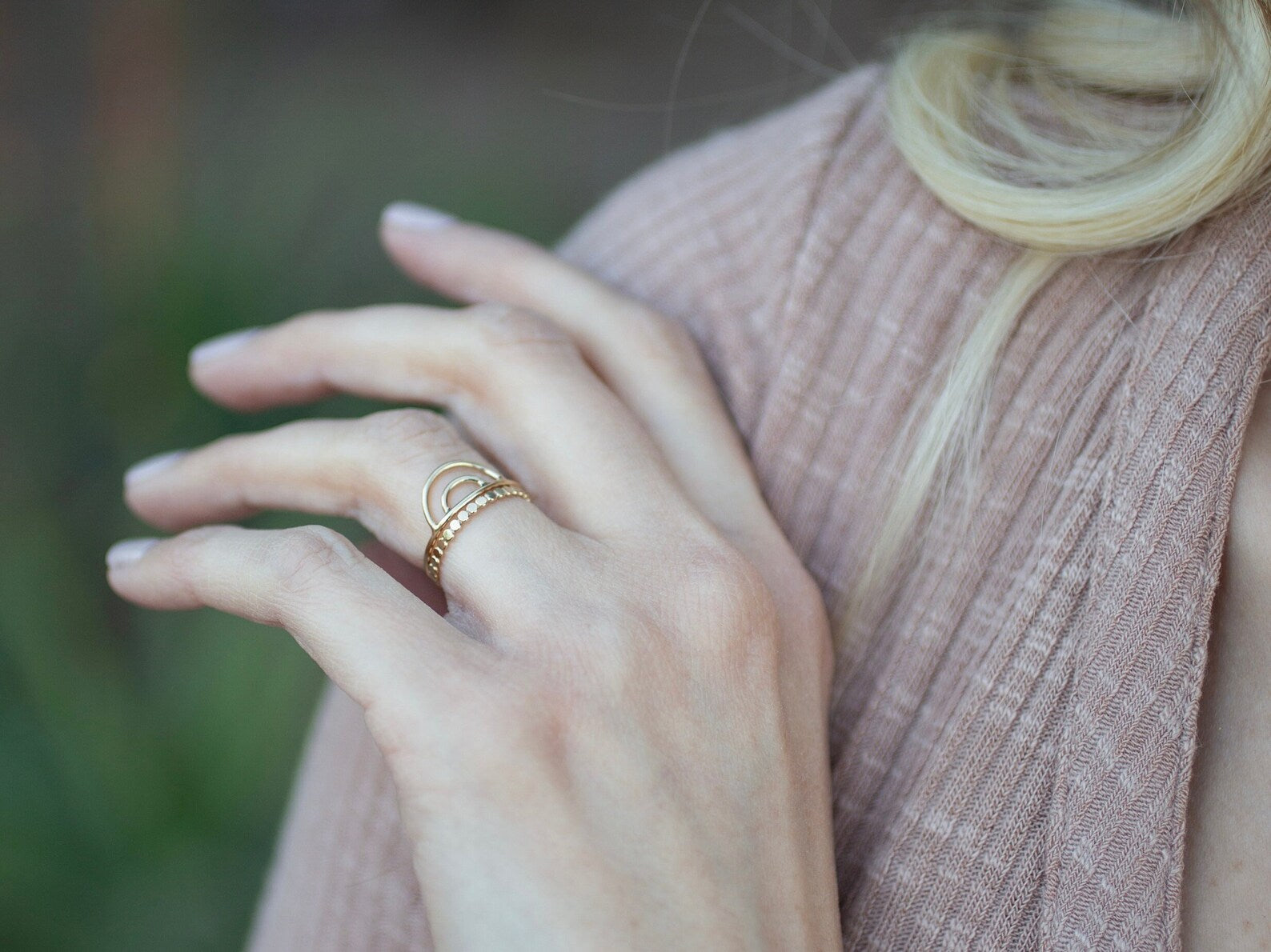 Pure Gold Rainbow Ring For Women