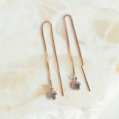 Rose Gold Sparkle Threader Earrings