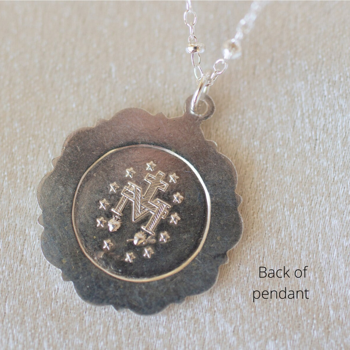 Silver Large Mary Necklace 