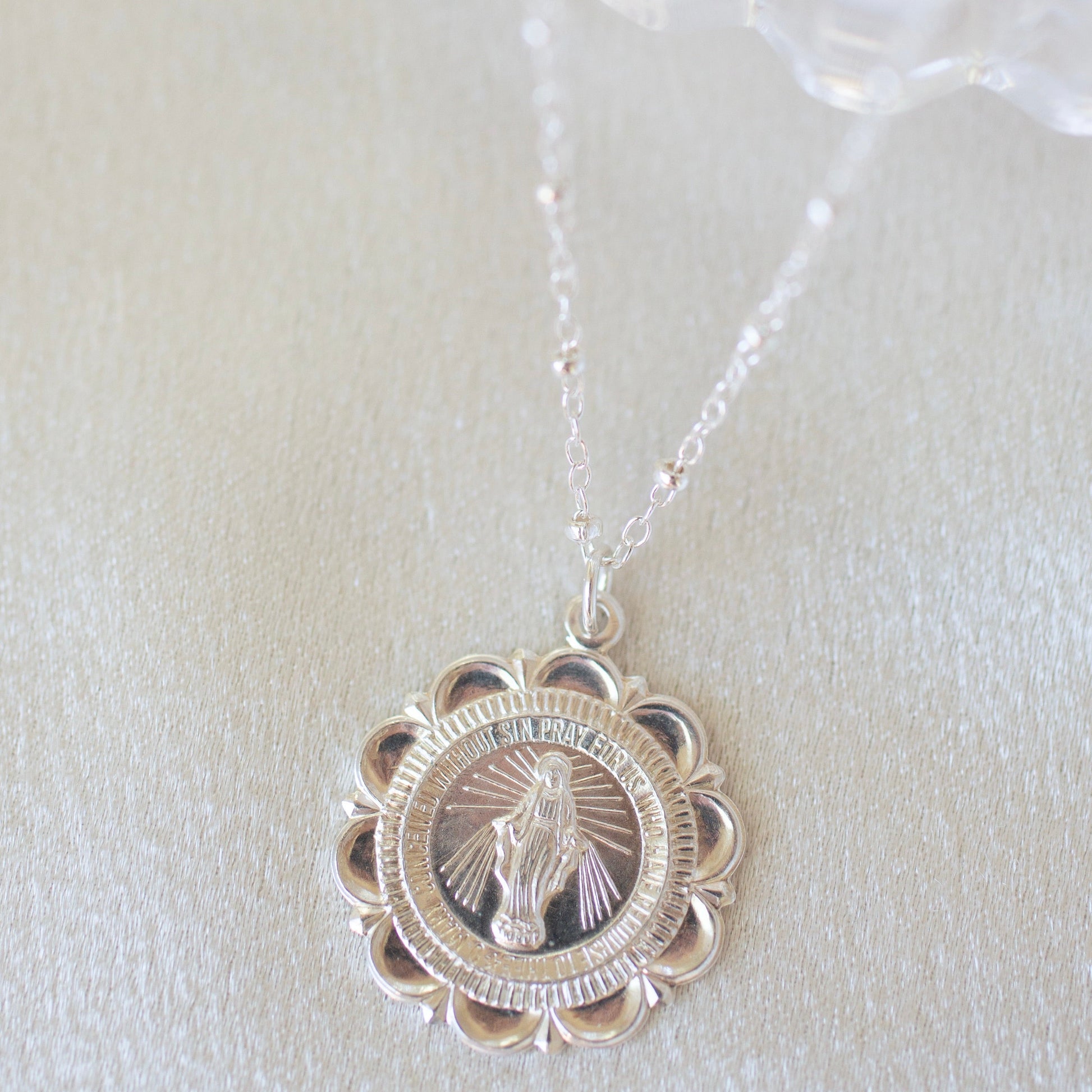 Silver Large Mary Necklace 
