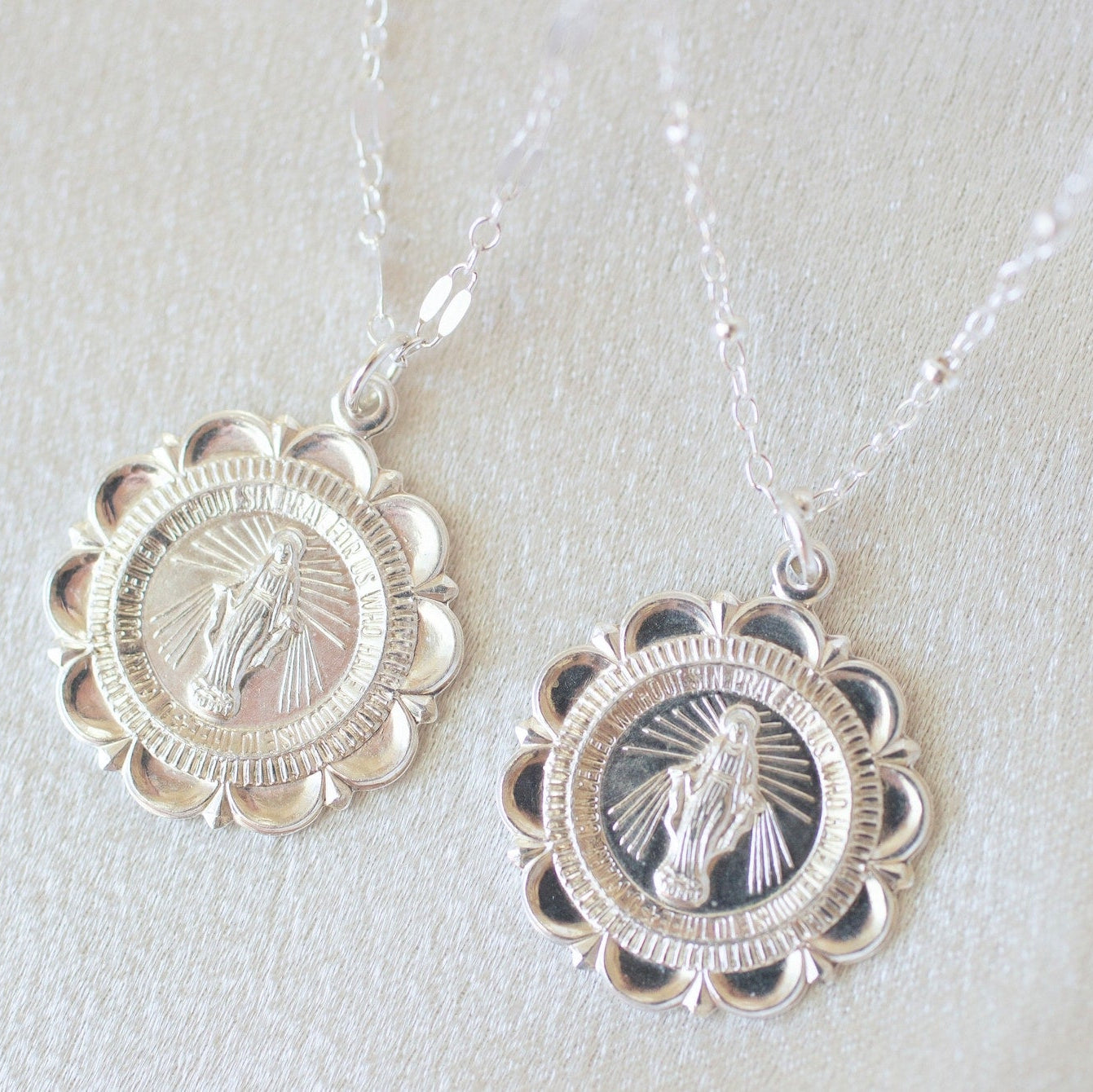 Silver Large Mary Necklace 
