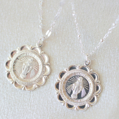 Silver Large Mary Necklace 