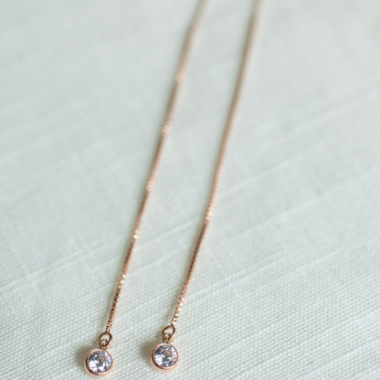 Rose Gold Sparkle Threader Earrings