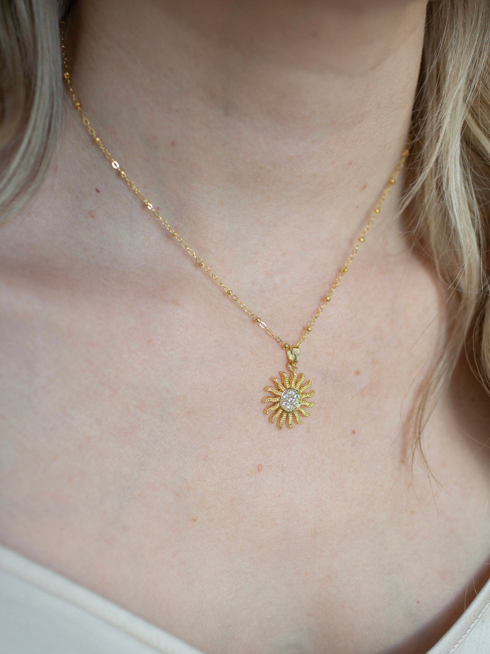 Sunburst Necklace With Gold