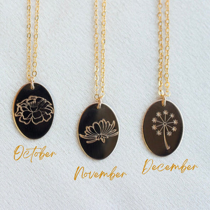 flower birth month necklace